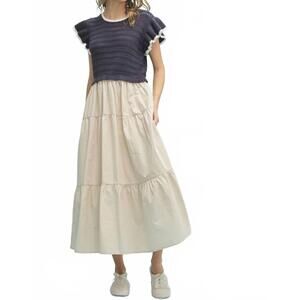 NEW WISHLIST milana midi dress in navy/ taupe